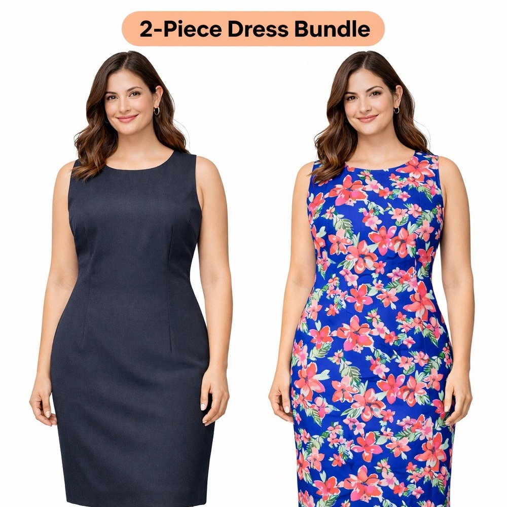 Chadwicks Navy Sheath & Alyx Floral Sleeveless Dress Bundle‎ Womens Size 10